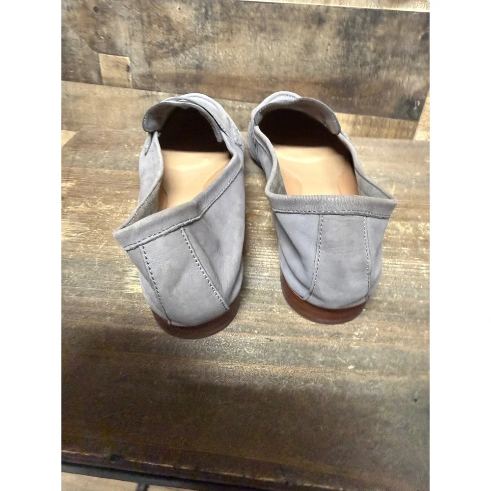 Aerosoles Map Out Grey Nubuck Leather Penny‎ Loafers Flats Womens 8.5 M